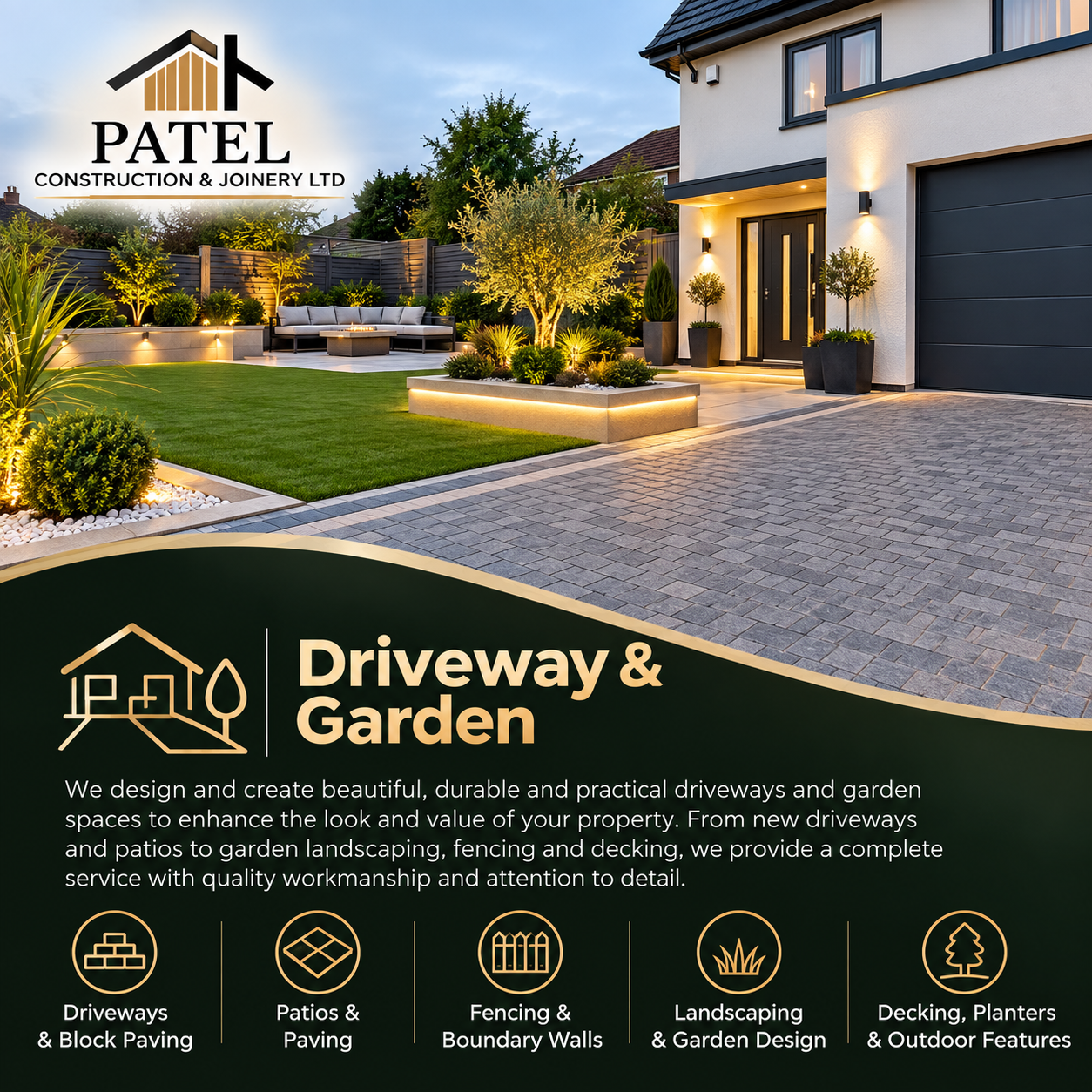 driveway and garden